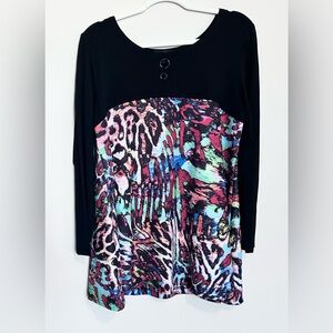 Chic Black and Multicolor Women's Tunic